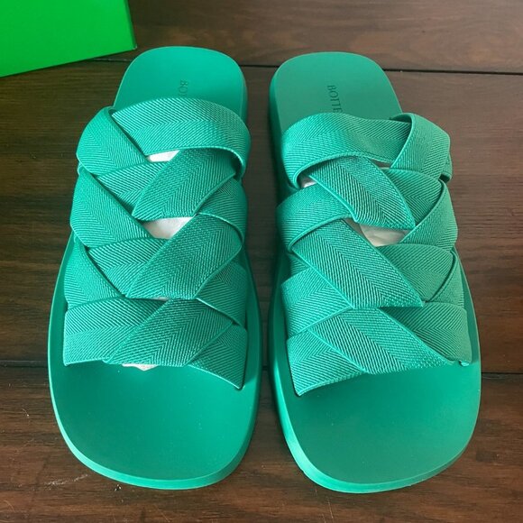 BOTTEGA VENETA 651402 Men's Slide Sandals Intrecciato Starfish Turquoise Blue - Picture 4 of 15